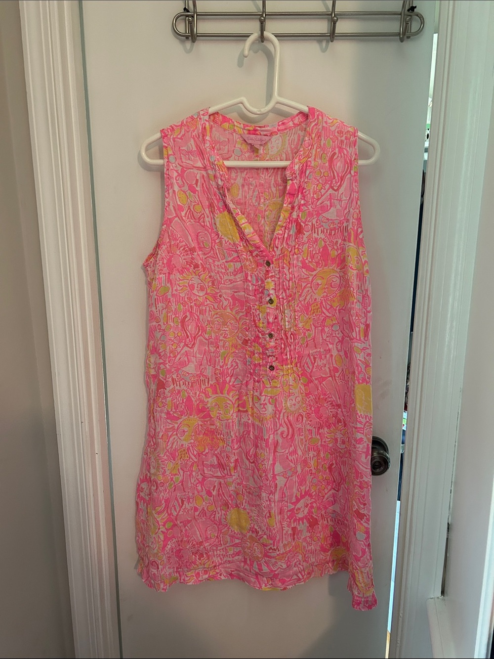 Lilly Pulitzer Sleeveless Pink & Yellow Printed Tunic Dress